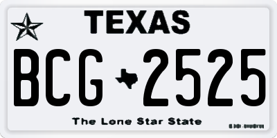 TX license plate BCG2525