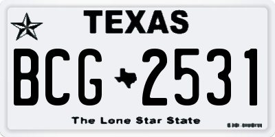 TX license plate BCG2531
