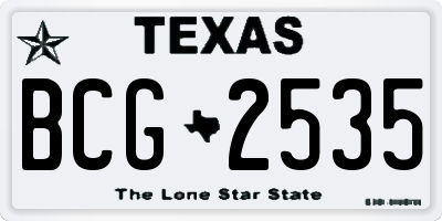 TX license plate BCG2535