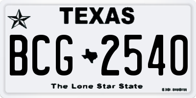 TX license plate BCG2540