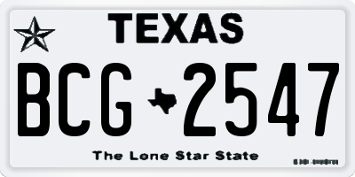 TX license plate BCG2547