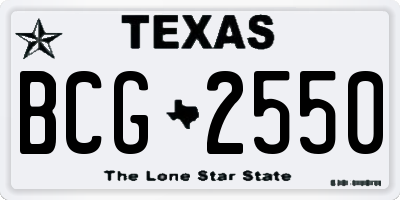 TX license plate BCG2550