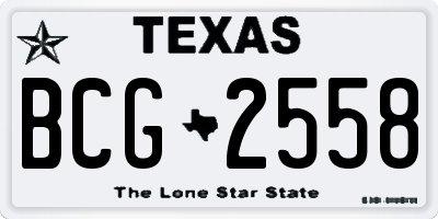 TX license plate BCG2558