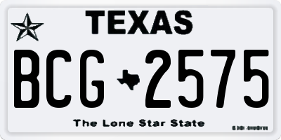 TX license plate BCG2575