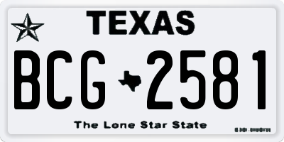 TX license plate BCG2581
