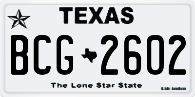 TX license plate BCG2602