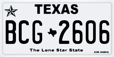 TX license plate BCG2606