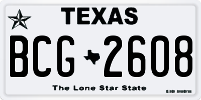 TX license plate BCG2608