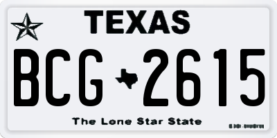 TX license plate BCG2615