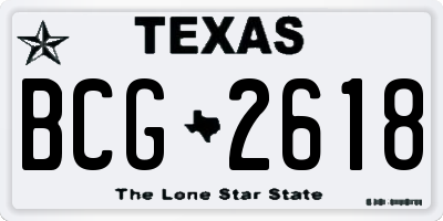 TX license plate BCG2618