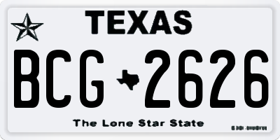 TX license plate BCG2626