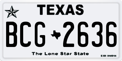 TX license plate BCG2636