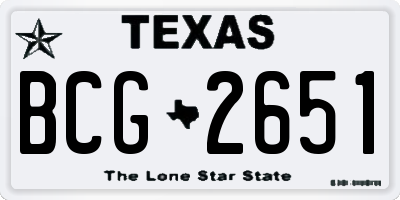TX license plate BCG2651