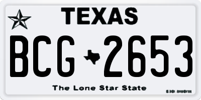 TX license plate BCG2653