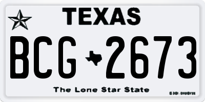 TX license plate BCG2673