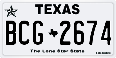 TX license plate BCG2674