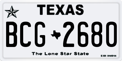 TX license plate BCG2680