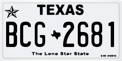 TX license plate BCG2681