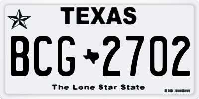 TX license plate BCG2702