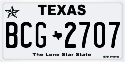 TX license plate BCG2707
