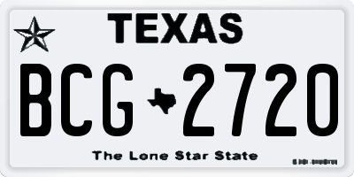 TX license plate BCG2720