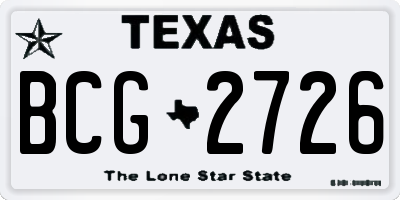 TX license plate BCG2726