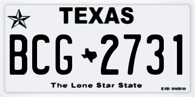 TX license plate BCG2731