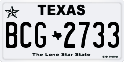 TX license plate BCG2733
