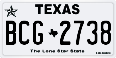 TX license plate BCG2738
