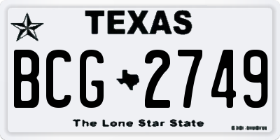 TX license plate BCG2749