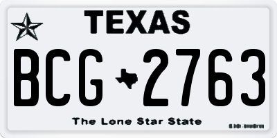 TX license plate BCG2763