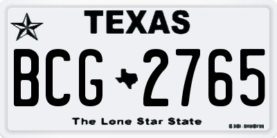 TX license plate BCG2765