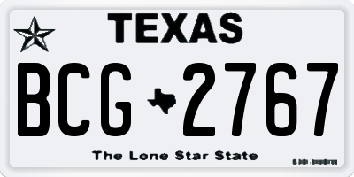 TX license plate BCG2767