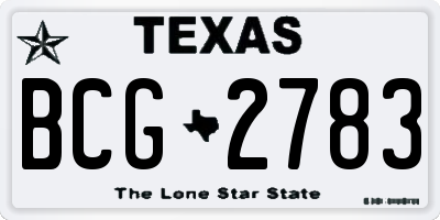 TX license plate BCG2783