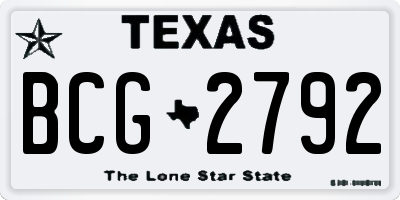 TX license plate BCG2792