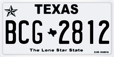 TX license plate BCG2812