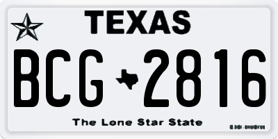 TX license plate BCG2816