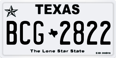 TX license plate BCG2822