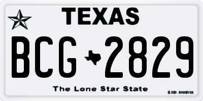 TX license plate BCG2829