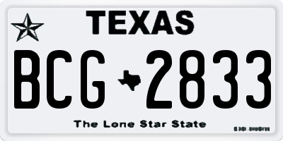 TX license plate BCG2833