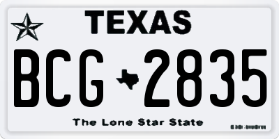 TX license plate BCG2835