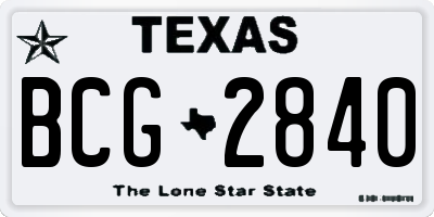 TX license plate BCG2840