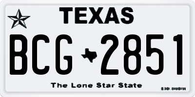 TX license plate BCG2851