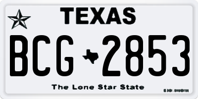 TX license plate BCG2853