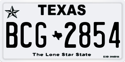 TX license plate BCG2854