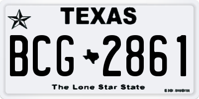 TX license plate BCG2861