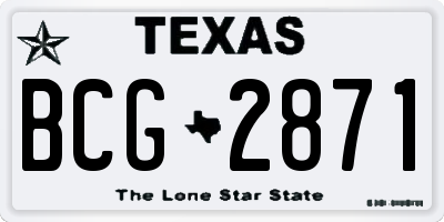 TX license plate BCG2871