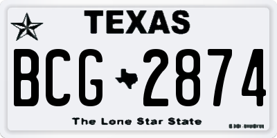 TX license plate BCG2874