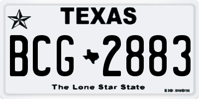 TX license plate BCG2883