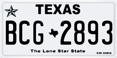 TX license plate BCG2893